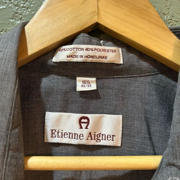 Etienne Aigner Men’s 16 1/2 32/33 Gray Long Sleeve Button Up Shirt - Picture 3 of 8